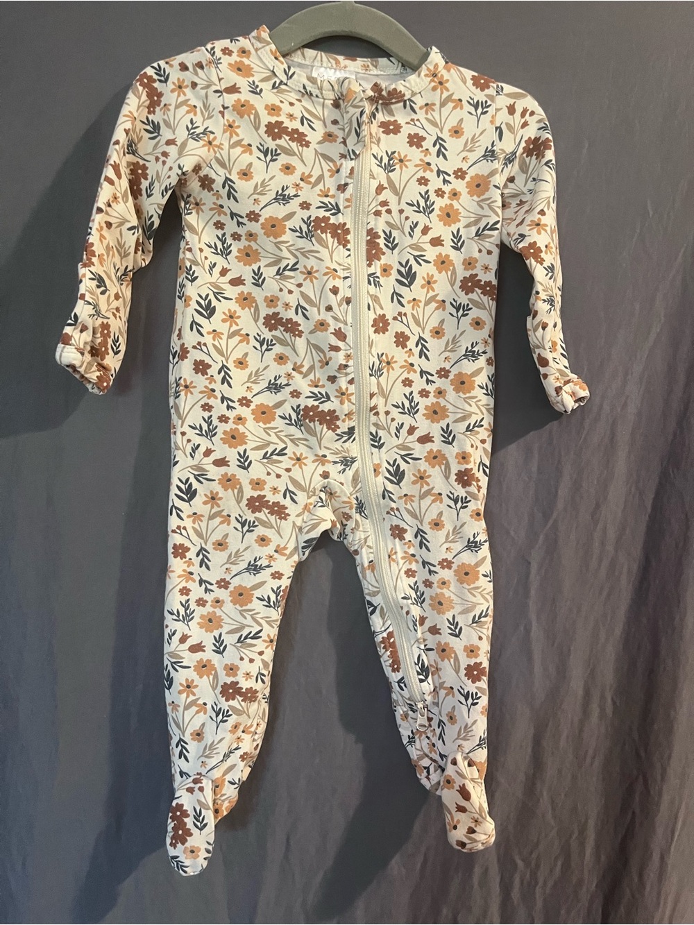 Charming Floral Kids Footie in Cream